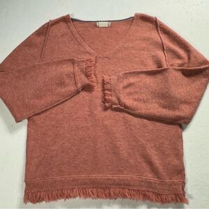 Altar’d State Fringe Reverse Hem Sweater Womens Size Small